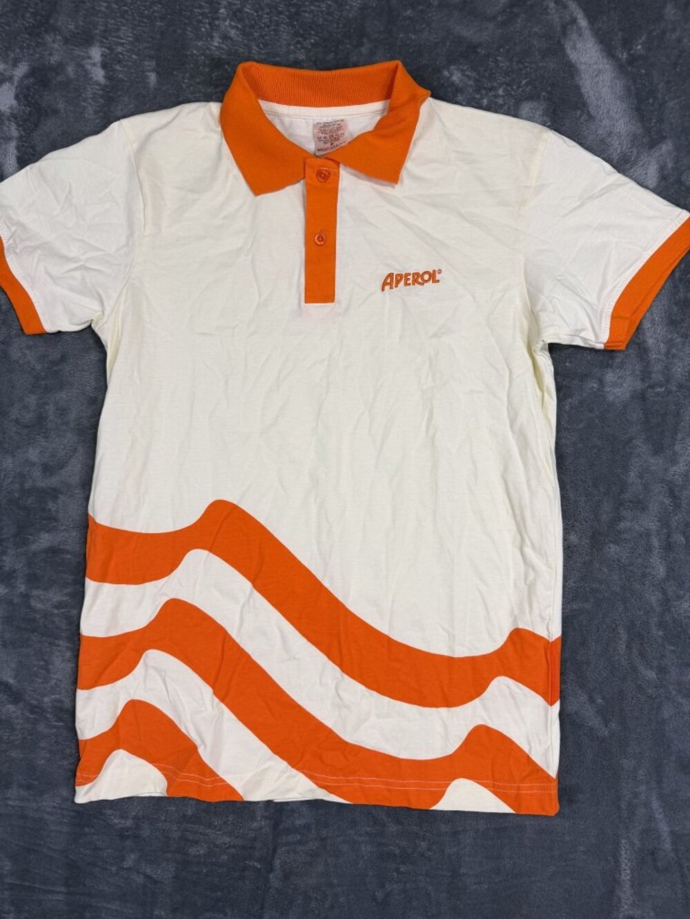 Aperol Mens White & Orange Stripe Polo Shirt M